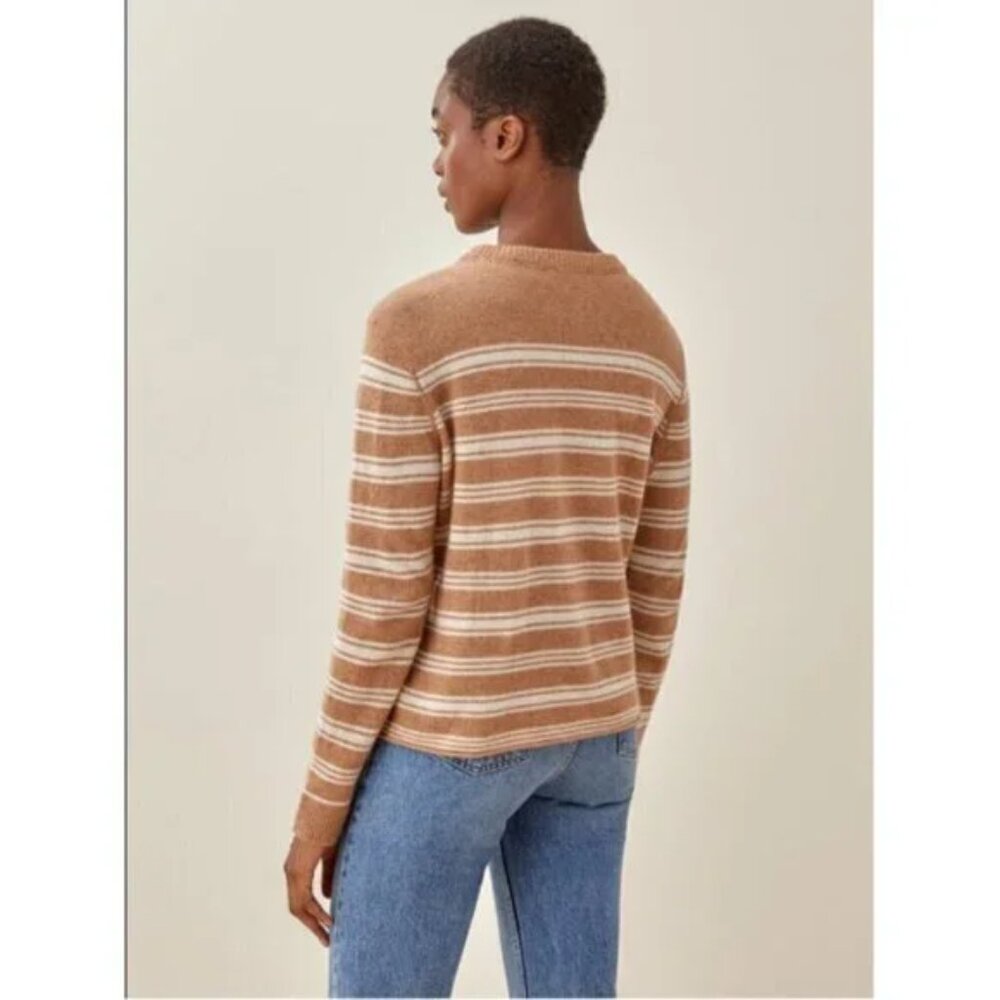 Reformation Cashmere Boyfriend Sweater - Camel Stripe XS/S - Picture 3 of 8